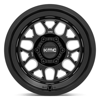KMC KM725 TERRA Satin Black wheel, rugged design for off-road trucks and SUVs, aggressive styling and durability.