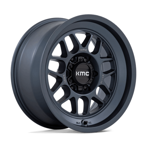KMC KM725 TERRA Metallic Blue wheel designed for off-road trucks and SUVs, showcasing rugged, aggressive styling.