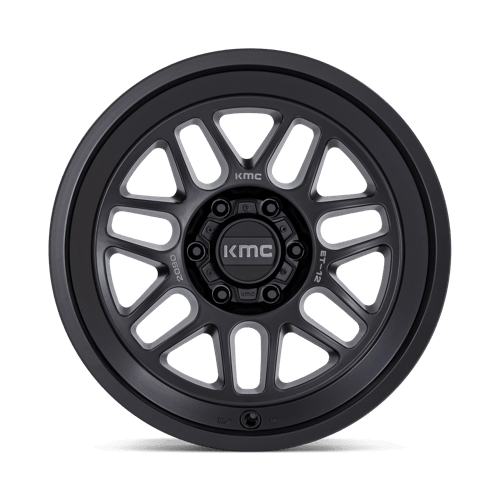 KMC KM725 TERRA Satin Black wheel showcasing rugged design and aggressive styling for off-road vehicles.