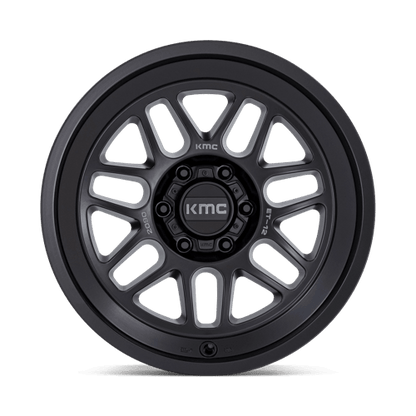 KMC KM725 TERRA Satin Black wheel showcasing rugged design and aggressive styling for off-road vehicles.