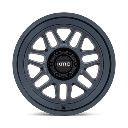 KMC KM725 TERRA Metallic Blue wheel designed for trucks and SUVs, showcasing rugged strength and aggressive styling.