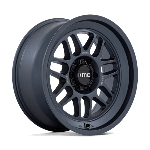 KMC KM725 TERRA Metallic Blue wheel showcasing rugged design for off-road vehicles.