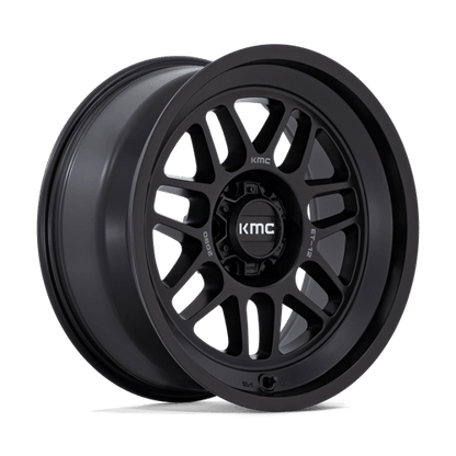 KMC KM725 TERRA Satin Black wheel showcasing rugged design for off-road vehicles.
