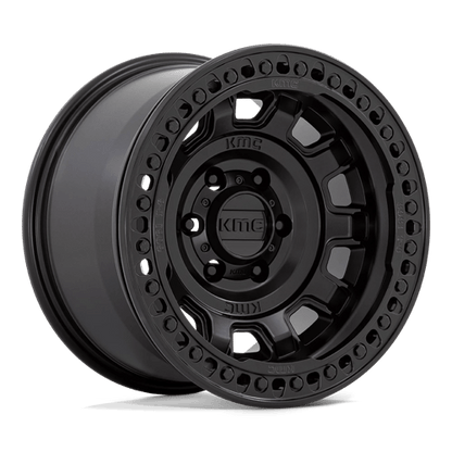 KMC KM236 TANK BEADLOCK Satin Black wheel designed for off-road durability and aggressive styling.