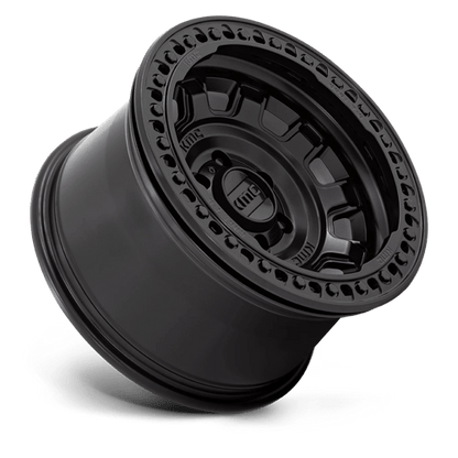 KMC KM236 TANK BEADLOCK Satin Black wheel showcasing rugged design and aggressive styling.