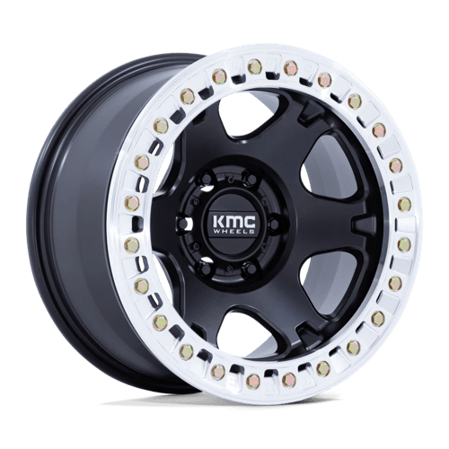 KMC KM238 VI BEADLOCK Satin Black W/ Machined Ring wheel showcasing its aggressive design and durable construction.