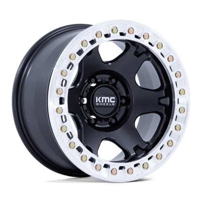 KMC KM238 VI BEADLOCK Satin Black W/ Machined Ring wheel showcasing its aggressive design and durable construction.