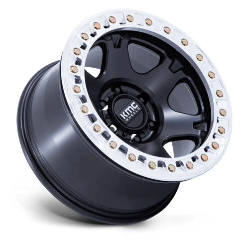 KMC KM238 VI BEADLOCK Satin Black W/ Machined Ring wheel designed for off-road performance and aggressive styling.