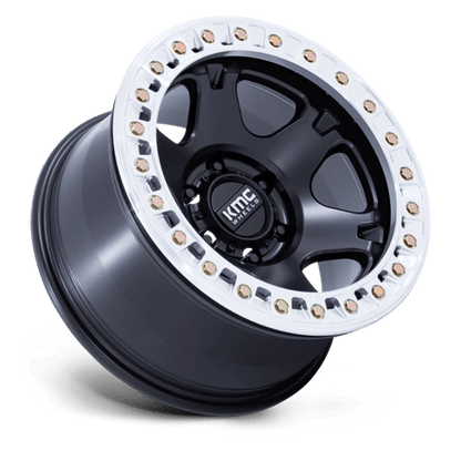 KMC KM238 VI BEADLOCK Satin Black W/ Machined Ring wheel designed for off-road performance and aggressive styling.