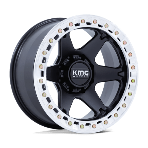 KMC KM238 VI BEADLOCK Satin Black W/ Machined Ring showing aggressive styling and beadlock feature.