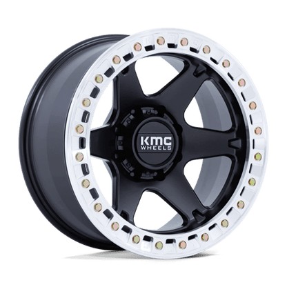 KMC KM238 VI BEADLOCK Satin Black W/ Machined Ring showing aggressive styling and beadlock feature.