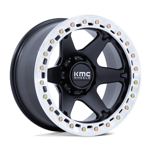 KMC KM238 VI BEADLOCK Satin Black W/ Machined Ring wheel showcasing aggressive styling and durability