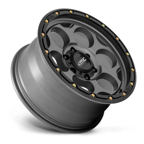 KMC KM541 DIRTY HARRY Satin Gray W/ Black Lip wheel featuring rugged design and aggressive aesthetics.