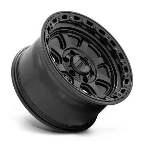 KMC KM548 CHASE Satin Black W/ Gloss Black Lip wheel showcasing aggressive design and durability.