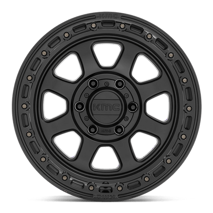 KMC KM548 CHASE Satin Black W/ Gloss Black Lip off-road wheel, designed for trucks, Jeeps, and SUVs.
