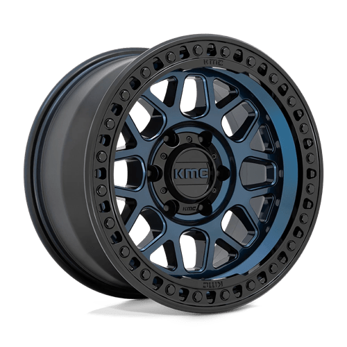 KMC KM549 GRS Midnight Blue W/ G-Black Lip, aggressive off-road wheel design for trucks and SUVs.