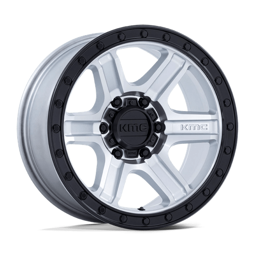 KMC KM551 OUTRUN Machined W/ Gloss Black Lip wheel showcasing rugged design and aggressive styling.