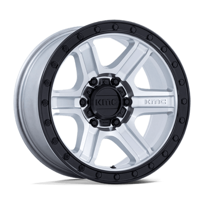 KMC KM551 OUTRUN Machined W/ Gloss Black Lip wheel showcasing rugged design and aggressive styling.