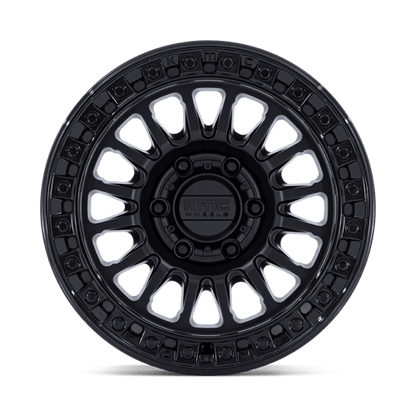 KMC KM552 IMS Matte Black W/ Gloss Black Lip wheel showcasing aggressive design and durability for off-road vehicles.