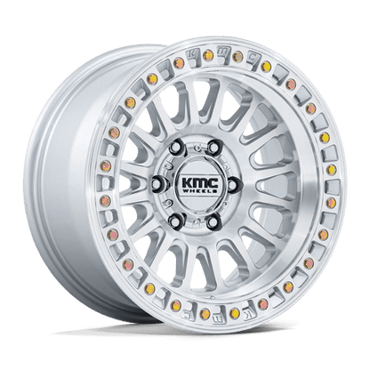 KMC KM552 IMS Gloss Silver W/ Machined Face - High-performance wheel for off-road trucks and SUVs.