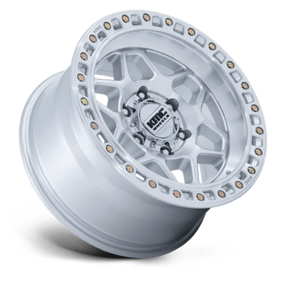 KMC KM553 TORX Gloss Silver W/ Machined Face wheel showcasing durable design and aggressive styling.