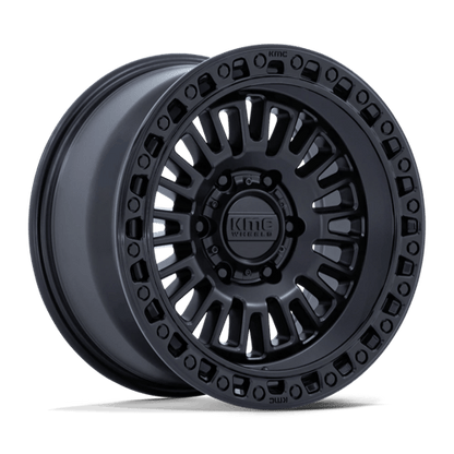 KMC KM554 AZTEC Matte Black W/ Gloss Black Lip wheel designed for trucks and SUVs