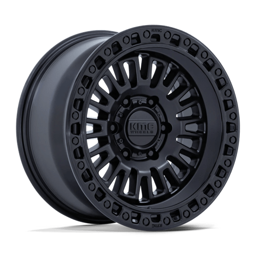 KMC KM554 AZTEC Matte Black W/ Gloss Black Lip wheel designed for trucks and SUVs