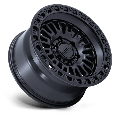 KMC KM554 AZTEC Matte Black W/ Gloss Black Lip wheel for trucks, Jeeps, and SUVs, designed for off-road performance.