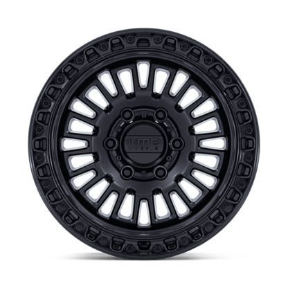KMC KM554 AZTEC Matte Black W/ Gloss Black Lip wheel showcasing its rugged design and aggressive styling.