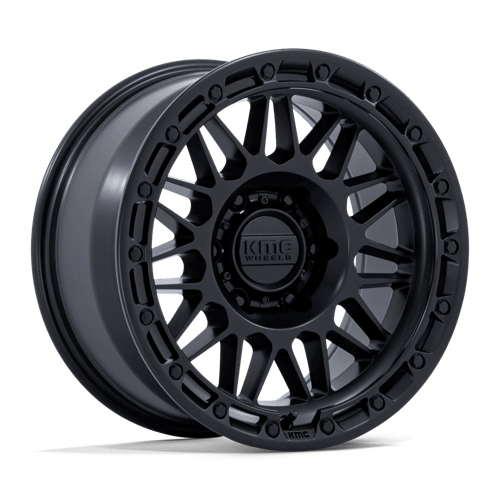 KMC KM555 ATTACK Matte Black wheel for off-road trucks and SUVs, showcasing bold and aggressive design.