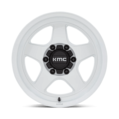 KMC KM728 LOBO Gloss White wheel showcasing a rugged design for trucks, SUVs, and off-road vehicles.