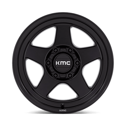 KMC KM728 LOBO Matte Black wheel showcasing aggressive design and durability for off-road vehicles.