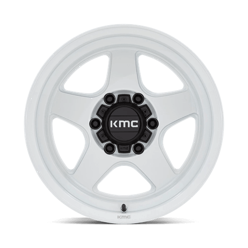 KMC KM728 LOBO Gloss White wheel showcasing its rugged design and bold styling for trucks and SUVs.