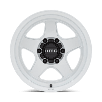 KMC KM728 LOBO Gloss White wheel showcasing its rugged design and bold styling for trucks and SUVs.
