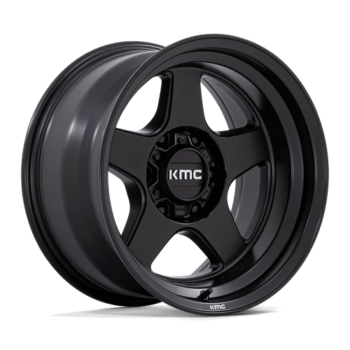 KMC KM728 LOBO Matte Black wheel designed for off-road vehicles, offering strength and aggressive styling.