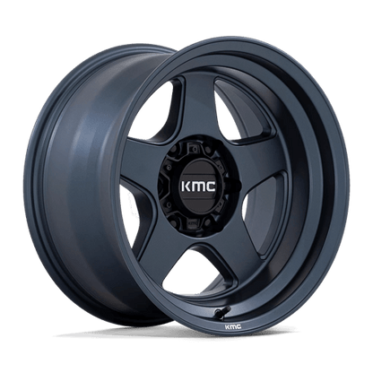 KMC KM728 LOBO Metallic Blue wheel showcasing rugged design and performance for trucks and SUVs.