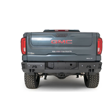 Fab Fours Premium Rear Bumper 2 Stage Black Powder Coated w/Blind Spot Monitor Mount l GS23-W5851-1