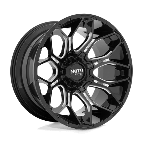 Moto Metal MO808 SNIPER Gloss Black Milled wheel showcasing aggressive styling and off-road performance.