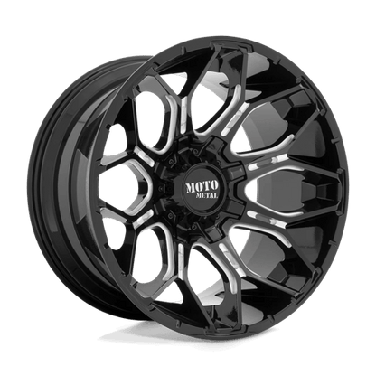Moto Metal MO808 SNIPER Gloss Black Milled wheel showcasing aggressive styling and off-road performance.