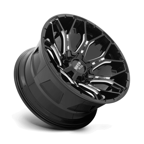 Moto Metal MO808 SNIPER Gloss Black Milled wheel showcasing aggressive styling and performance.
