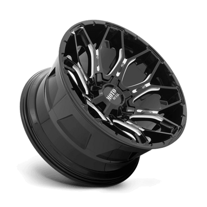 Moto Metal MO808 SNIPER Gloss Black Milled wheel showcasing aggressive styling and performance.