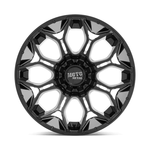 Moto Metal MO808 SNIPER Gloss Black Milled wheel showcasing aggressive design and off-road performance.