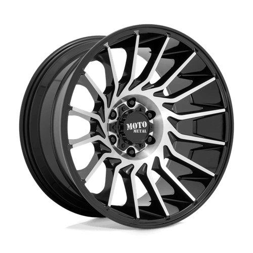 Moto Metal MO807 Gloss Black Machined off-road wheel showcasing aggressive styling and modern design.