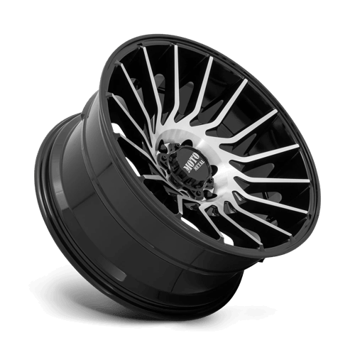 Moto Metal MO807 Gloss Black Machined wheel showcasing a rugged and modern design for trucks and SUVs.
