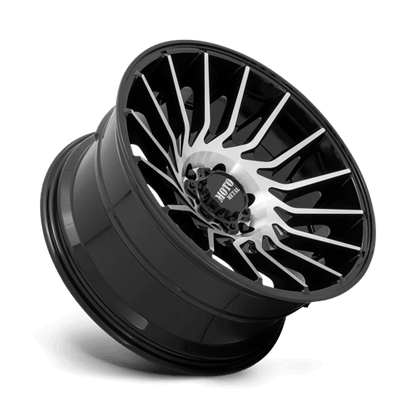 Moto Metal MO807 Gloss Black Machined wheel showcasing a rugged and modern design for trucks and SUVs.