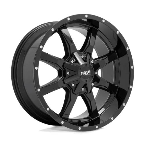 Moto Metal MO970 Gloss Black W/ Spot Milled Lip off-road wheel with bold styling and rugged performance.