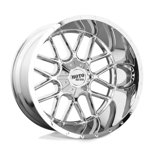 Moto Metal MO986 SIEGE Chrome wheel showcasing aggressive design and premium finish for trucks and SUVs.
