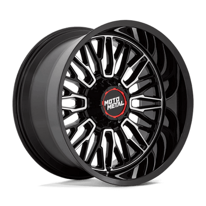 Moto Metal MO809 STINGER Gloss Black Machined wheel showcasing its aggressive design and premium quality.