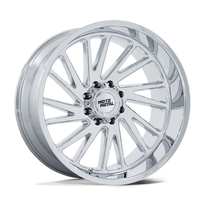Moto Metal MO811 COMBAT Chrome wheel with a multi-spoke design, perfect for off-road trucks and SUVs.