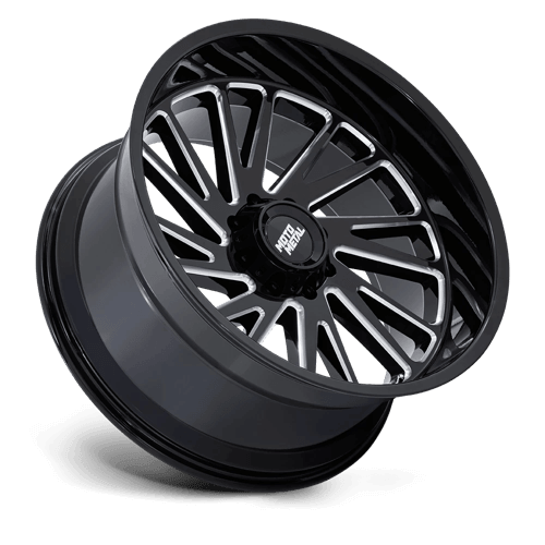 Moto Metal MO811 COMBAT Gloss Black Milled wheel showcasing rugged design and aggressive styling.